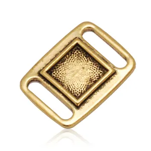 10x10MM Antique Gold Blank Rectangle Slider border,Shoelace charms,slider frame Spacer,Bead Frame charms,zinc alloy filled,20pcs/lot