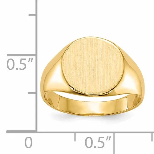 14k 10.5x11 mm Closed Back Round Top Signet Ring