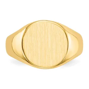 14k 10.5x11 mm Closed Back Round Top Signet Ring