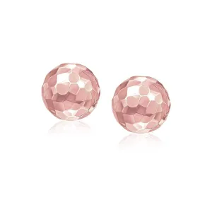 14k Rose Gold Round Faceted Style Stud Earrings