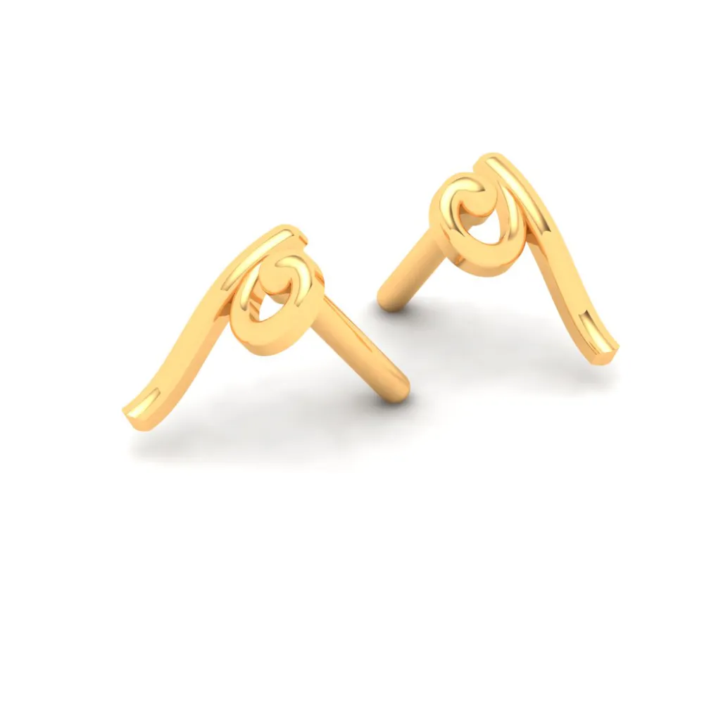 14KT Unique Shape Gold Stud Earrings From Online Exclusive