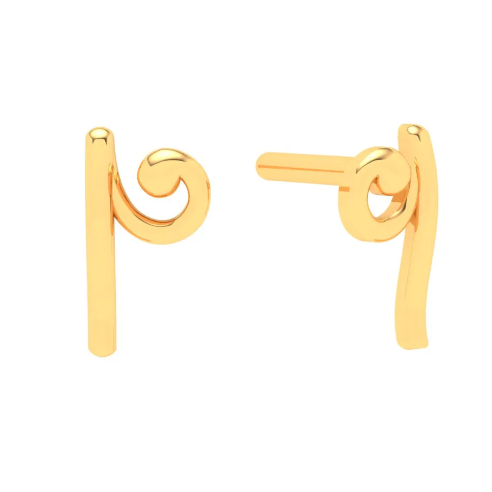 14KT Unique Shape Gold Stud Earrings From Online Exclusive