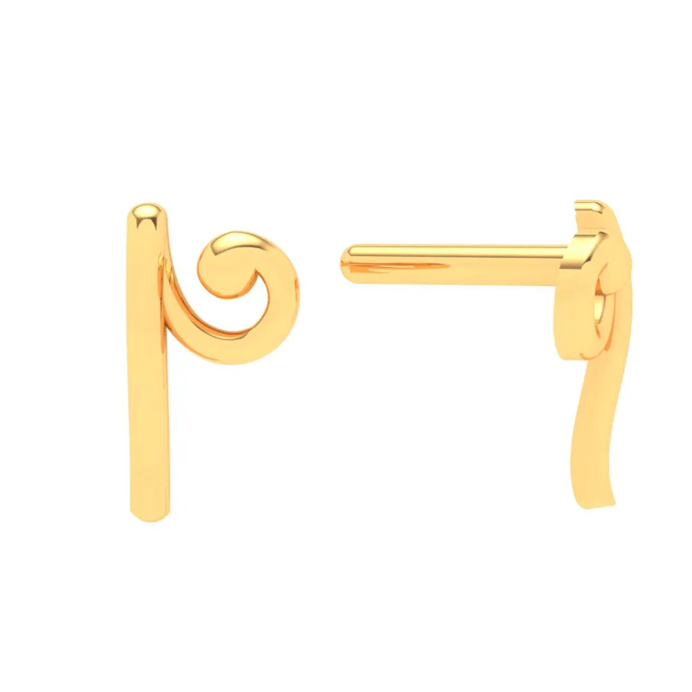 14KT Unique Shape Gold Stud Earrings From Online Exclusive