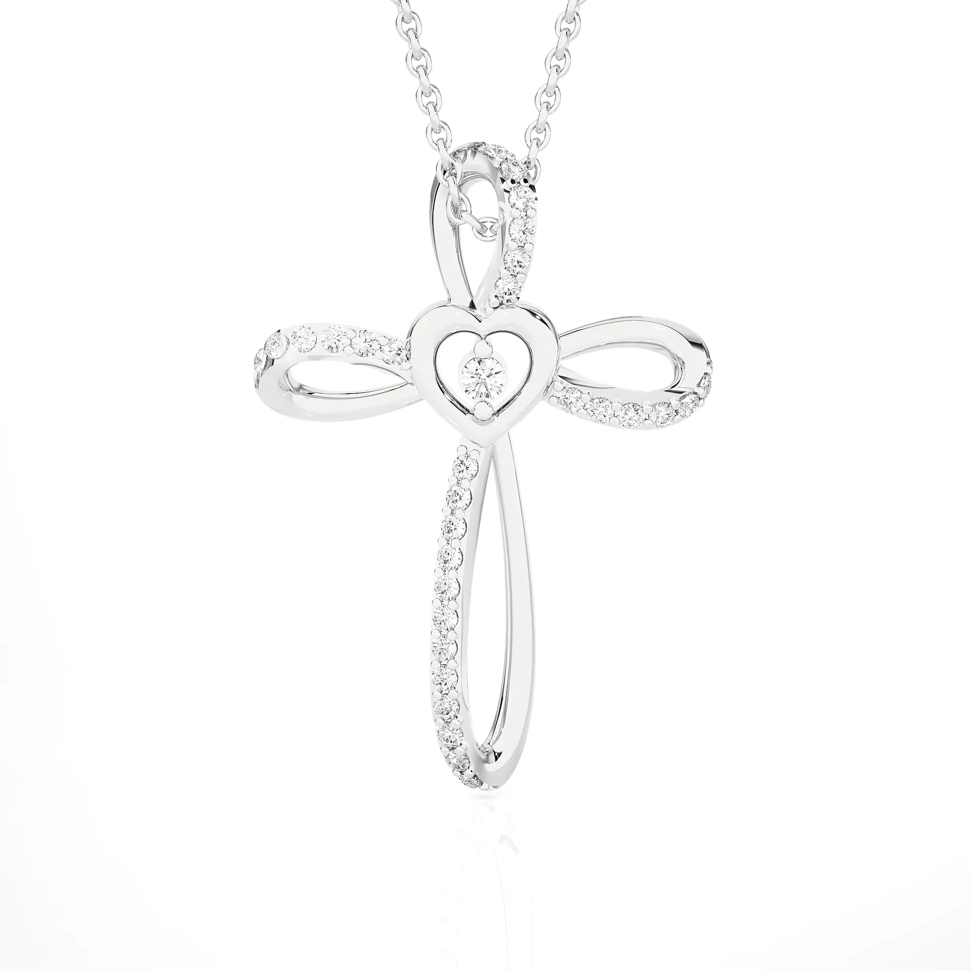 1/8  ctw Round Lab Grown Diamond Cross Pendant