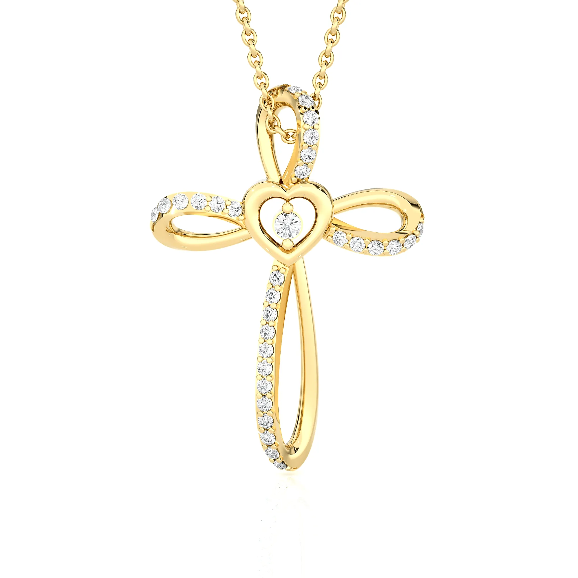 1/8  ctw Round Lab Grown Diamond Cross Pendant