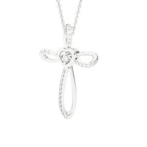 1/8  ctw Round Lab Grown Diamond Cross Pendant