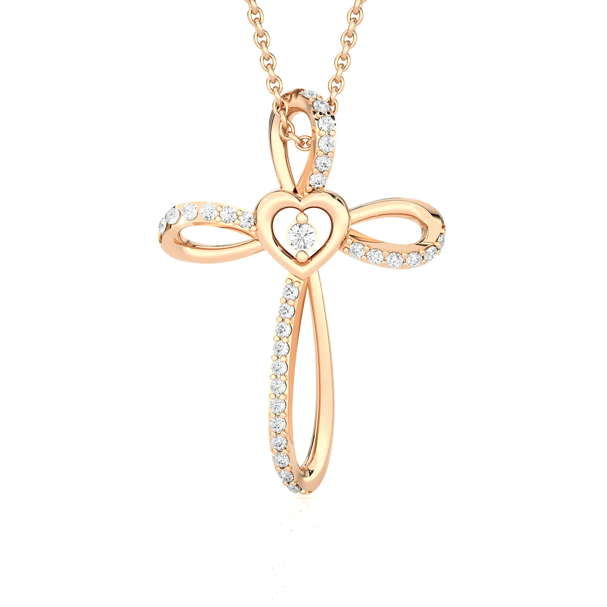 1/8  ctw Round Lab Grown Diamond Cross Pendant