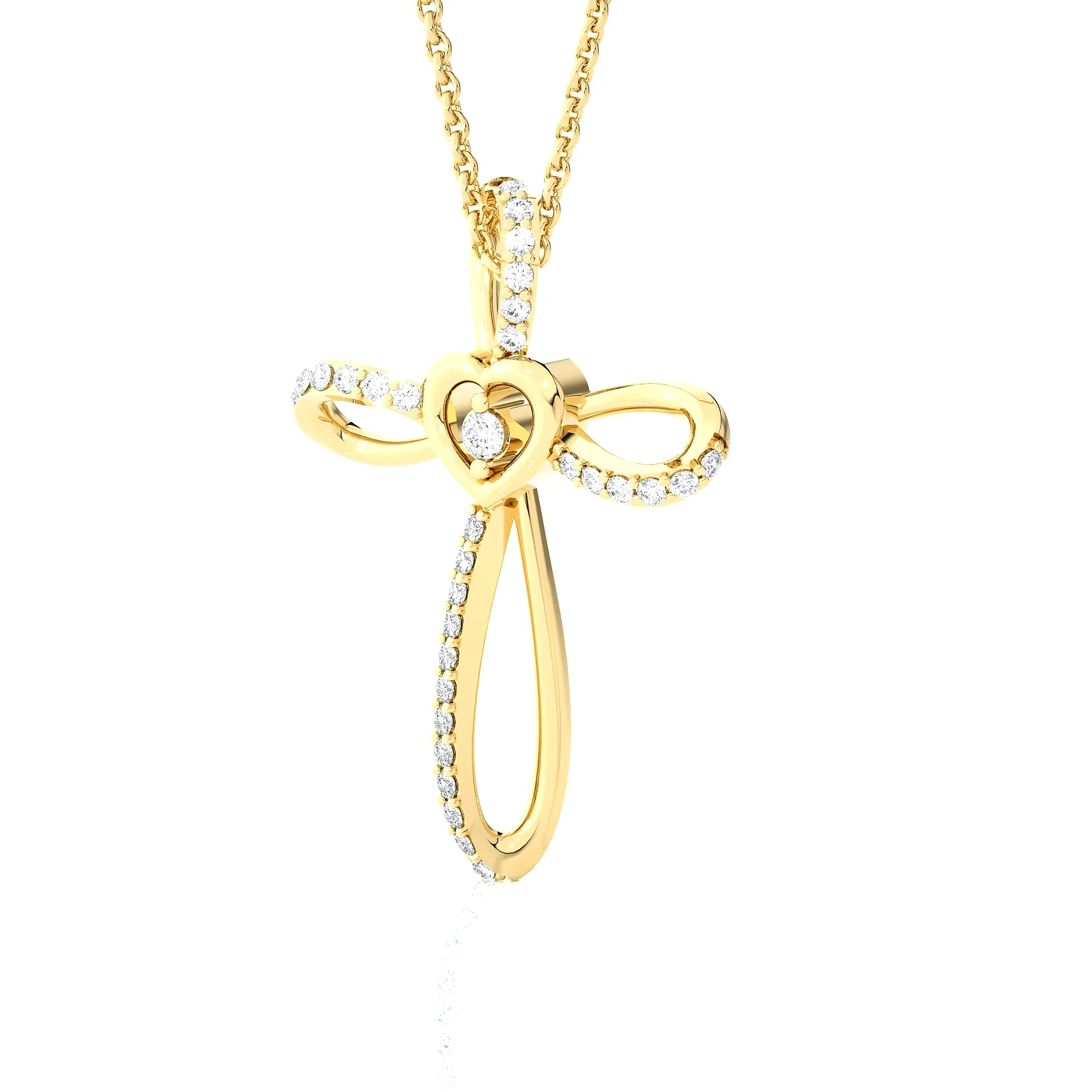 1/8  ctw Round Lab Grown Diamond Cross Pendant