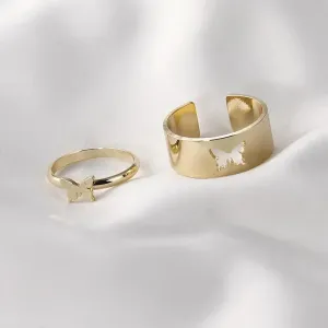 2-Piece Creative and Personalized Butterfly Couple Ring