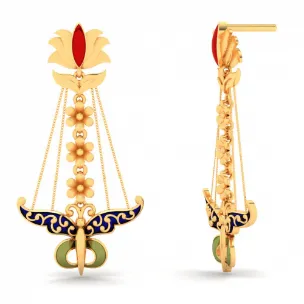 22k Gold Earrings With Gorgeous Hanging Butterfly Design From Mugdhaa Collection