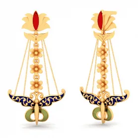 22k Gold Earrings With Gorgeous Hanging Butterfly Design From Mugdhaa Collection