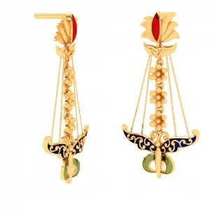 22k Gold Earrings With Gorgeous Hanging Butterfly Design From Mugdhaa Collection