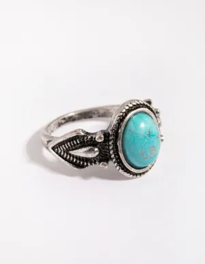 Antique Silver Semi-Precious Stone Ring