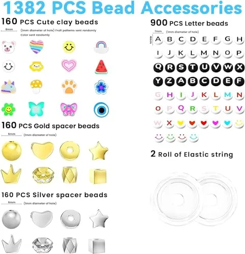 ARTDOT 10982 PCS Clay Beads for Friendship Bracelets Making Kit, 48 Rainbow Colors Jewelry Making Supplies Heishi Beads with Elastic String and Organizer Gifts for Teen Girls Ages 6 7 8 9 10 11 12