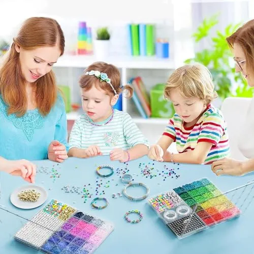 ARTDOT 10982 PCS Clay Beads for Friendship Bracelets Making Kit, 48 Rainbow Colors Jewelry Making Supplies Heishi Beads with Elastic String and Organizer Gifts for Teen Girls Ages 6 7 8 9 10 11 12