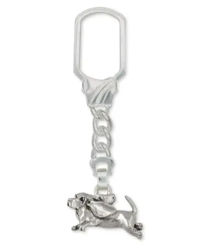 Basset Hound Key Ring Jewelry Sterling Silver Handmade Dog Key Ring BH1-KE