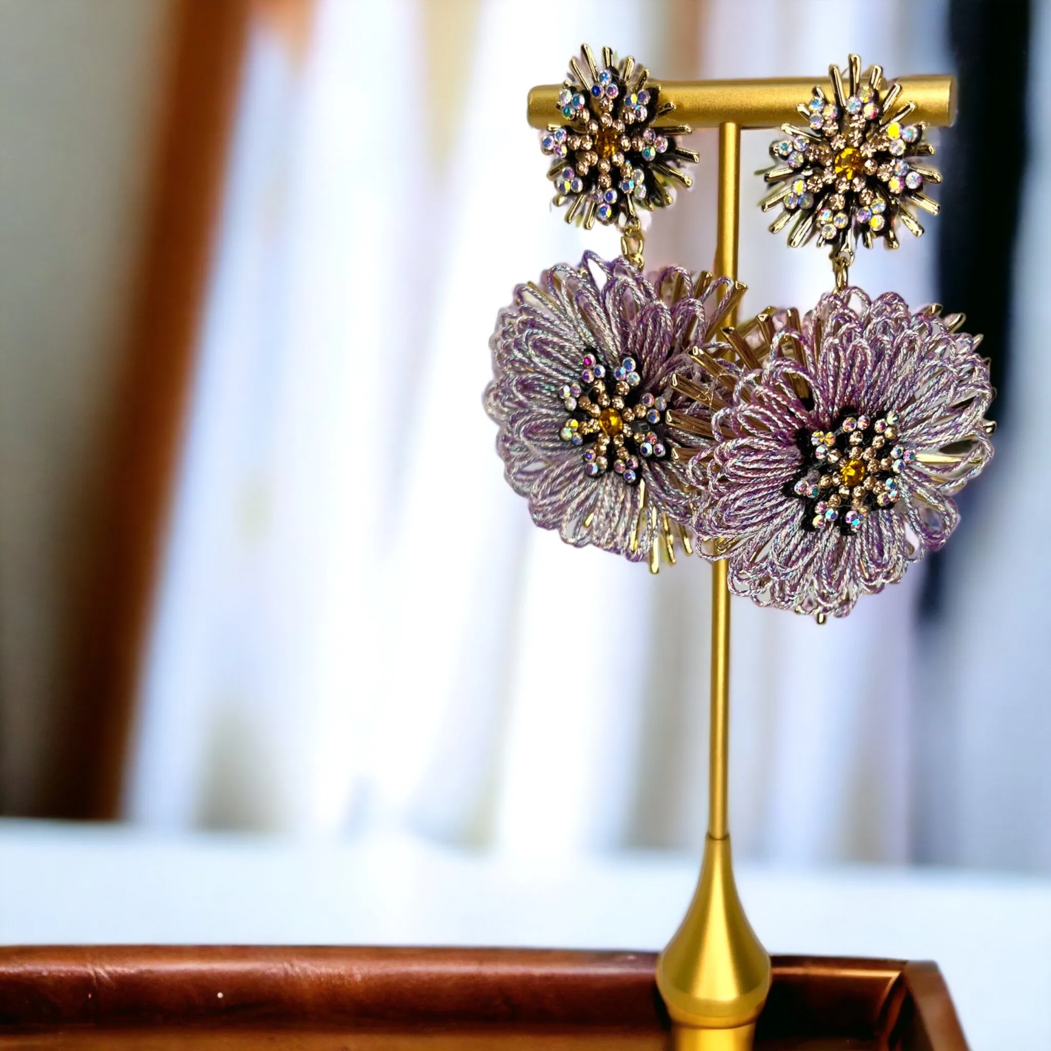 Beaded Flower Earrings - Boho Chic, Lavender Earrings, Floral Accessories, Fun and Funky