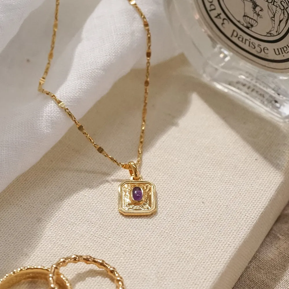 Birthstone Necklace 18ct Gold Plate