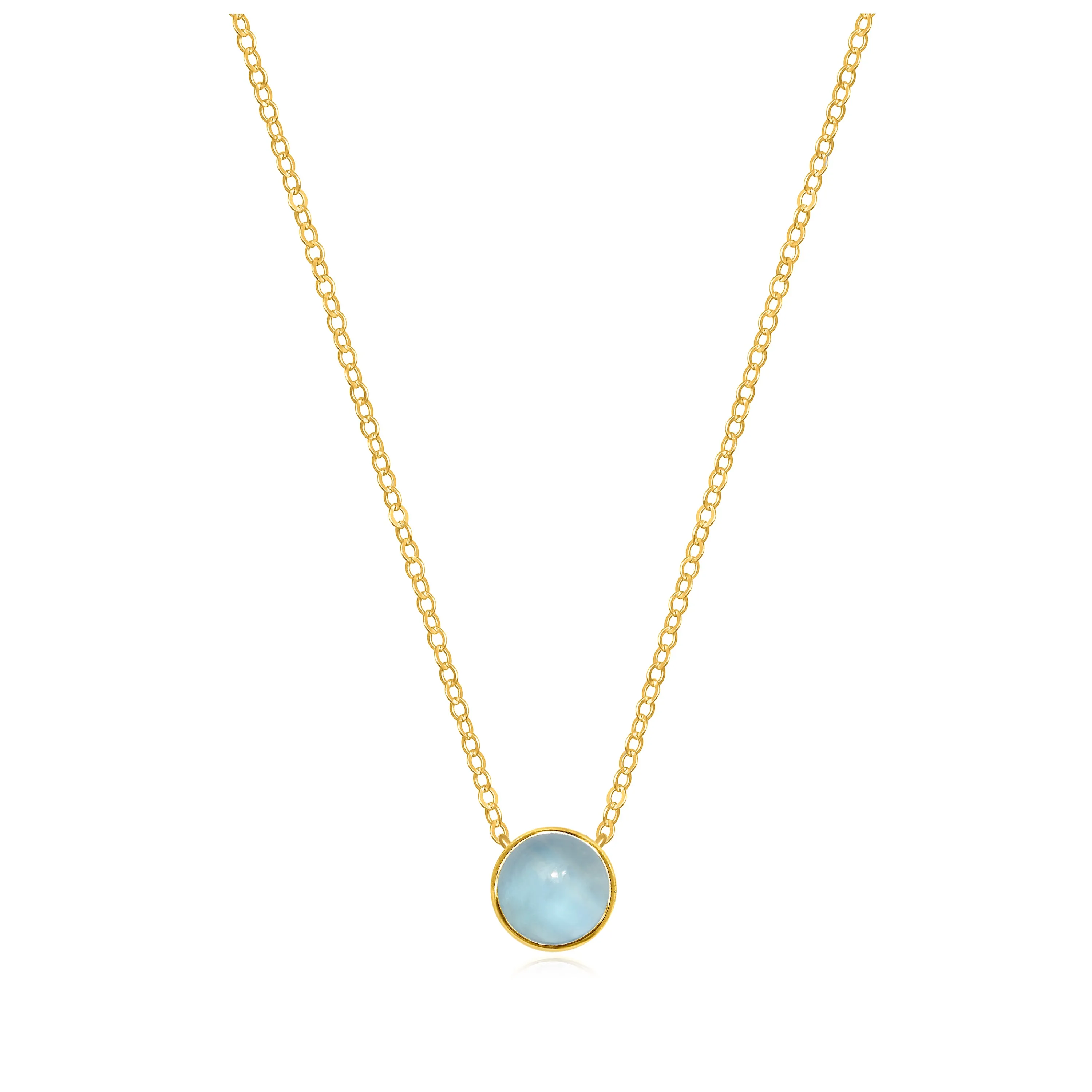 Birthstone Solitaire Necklace-March Aquamarine