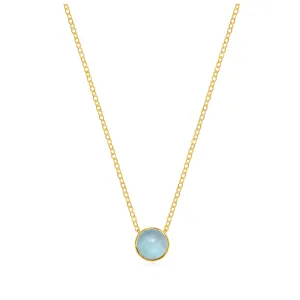 Birthstone Solitaire Necklace-March Aquamarine