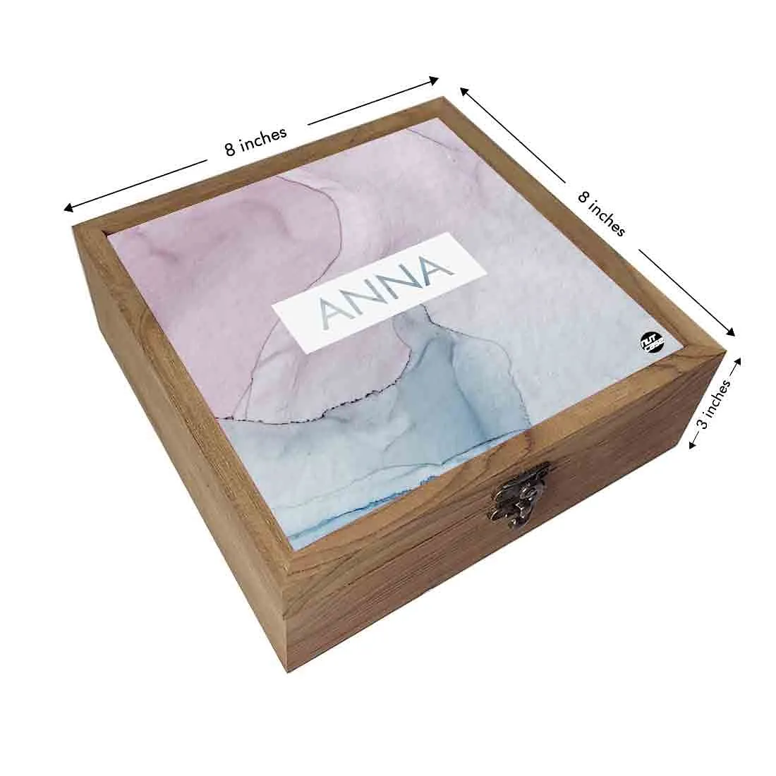 Boxes for Jewelry Storage Box Organizer - Blue Gray Ink Watercolor