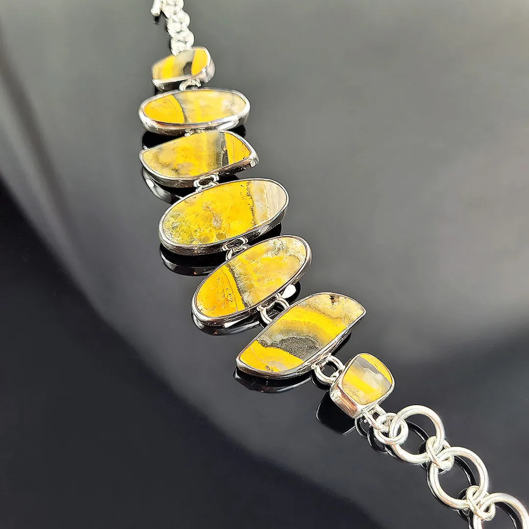 Bumble Bee Jasper and Sterling Silver Bracelet