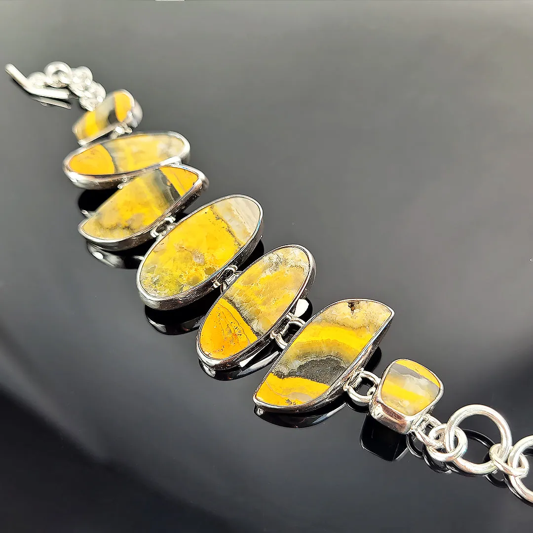 Bumble Bee Jasper and Sterling Silver Bracelet