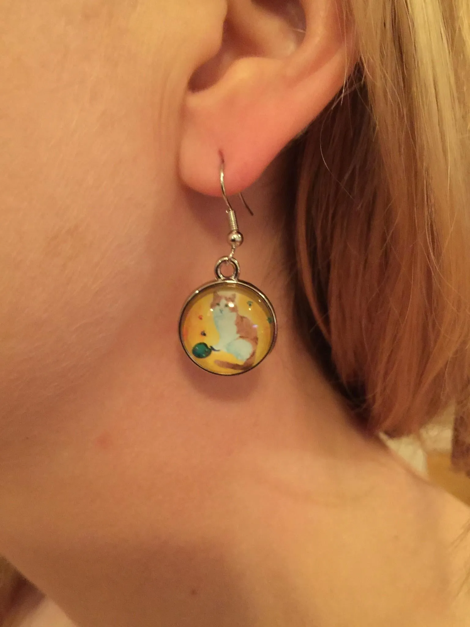 Cat Earrings- Paw in the Paint