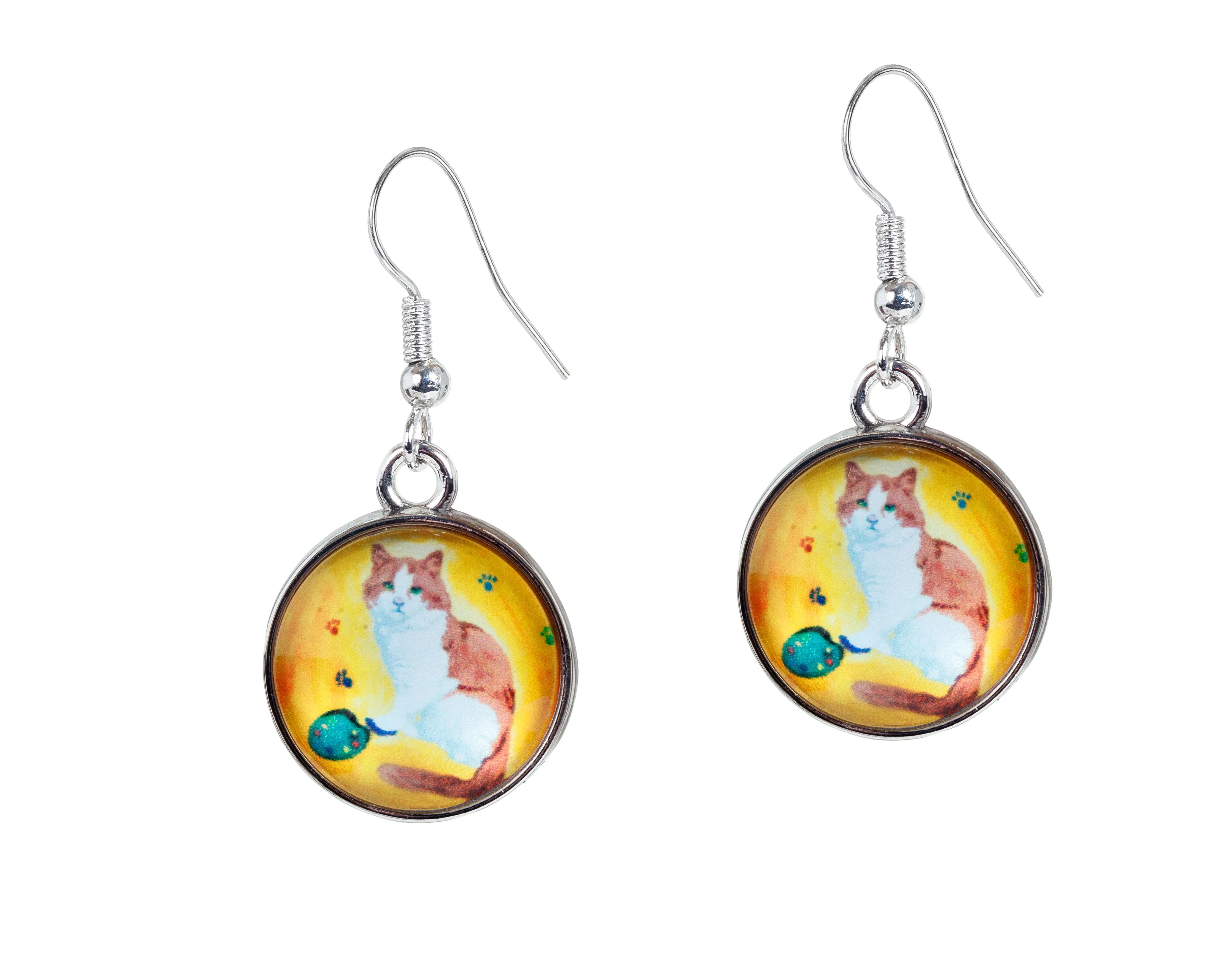 Cat Earrings- Paw in the Paint