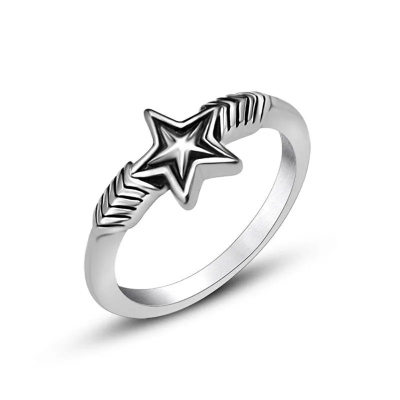 Celestial Elegance: Personalized Fashion Star Rings for Women & Classic Retro Titanium Steel Rings for Men