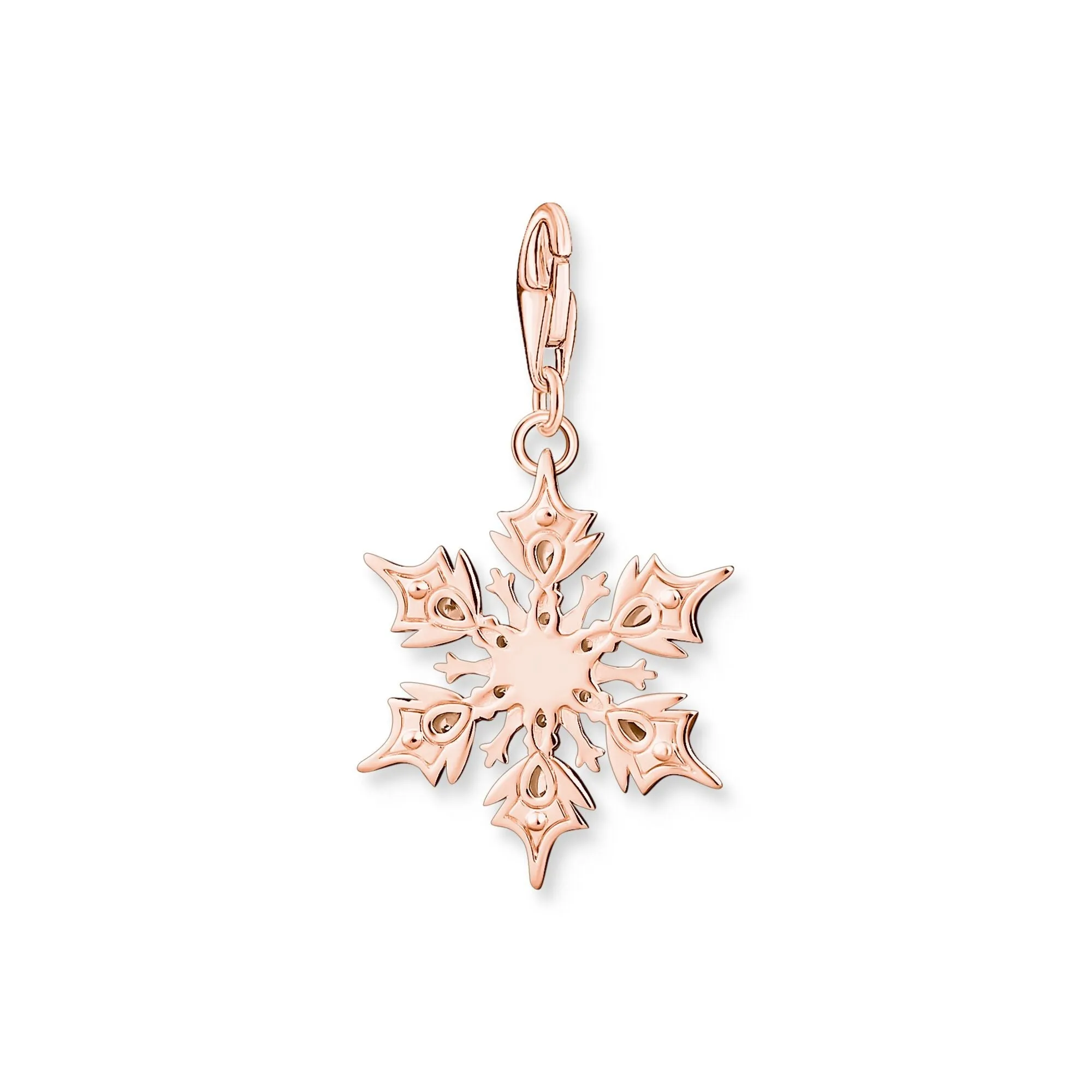 Charm Pendant Snowflake with white stones rose gold