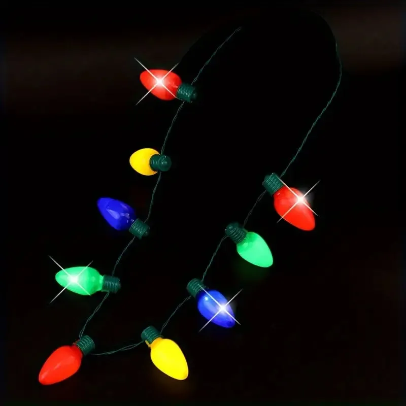 Christmas Pack of 9 Glittering Holiday Light-Up Christmas Pendant Necklaces