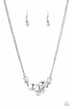 Constellation Collection Gunmetal Black and White Rhinestone Necklace - Paparazzi Accessories