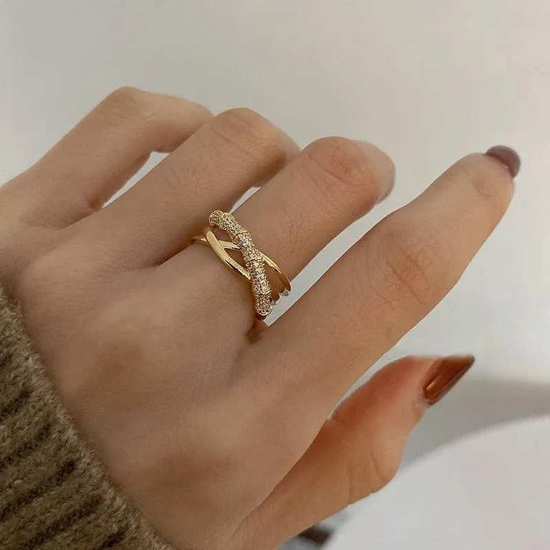 Cross Snake Bone Bamboo Shape Ring