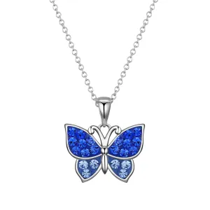 Crystal Butterfly Necklace - Blue