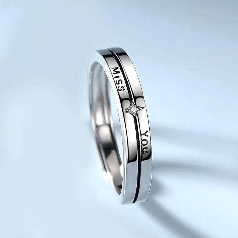 Custom Engraved Couple Promise Rings Set for two