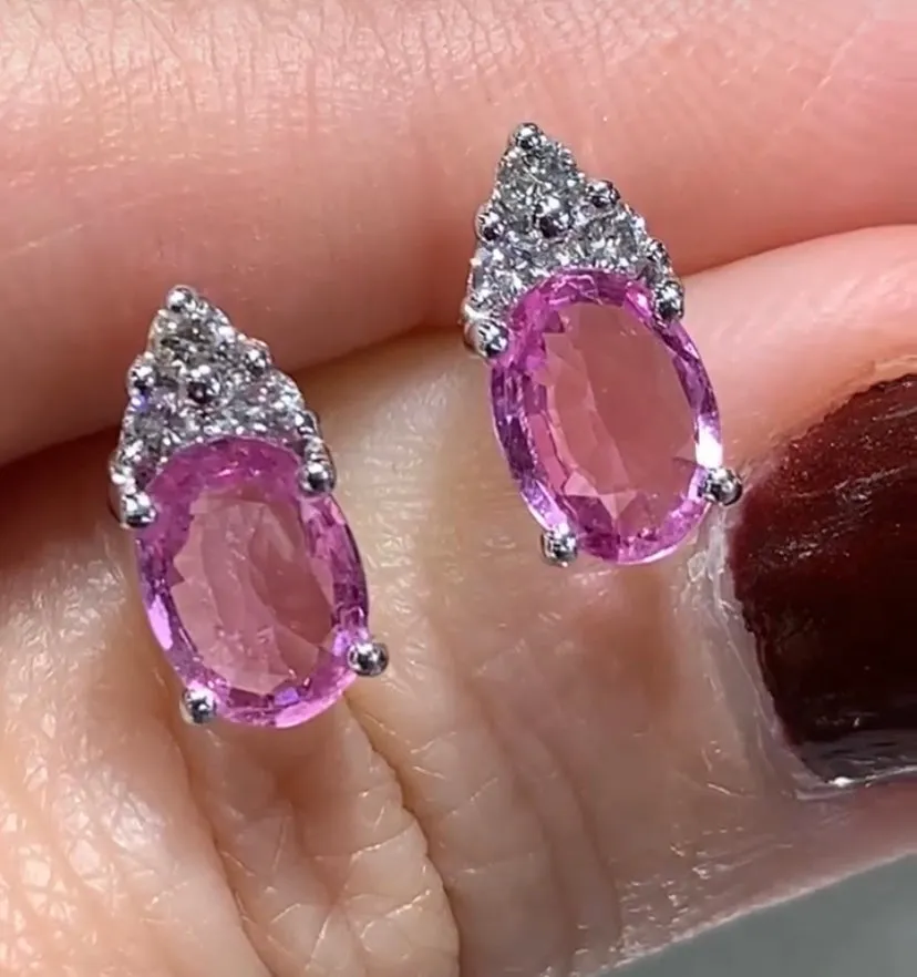 Diamond and Pink Sapphire Stud Earring 2.00ctw