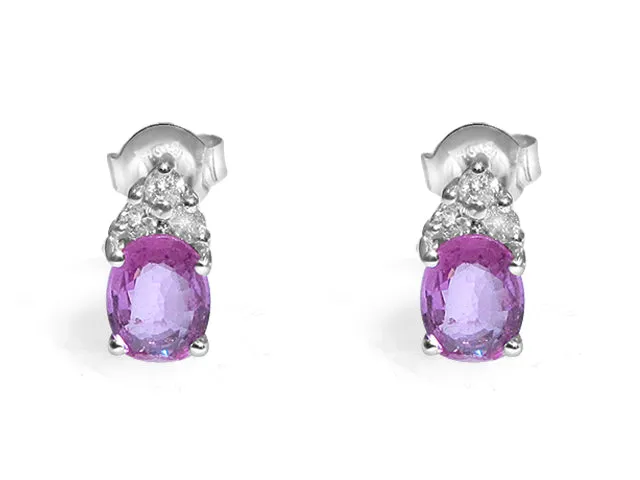 Diamond and Pink Sapphire Stud Earring 2.00ctw