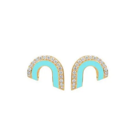 Dias Pave Diamond & Enamel Arc Earrings