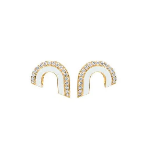 Dias Pave Diamond & Enamel Arc Earrings