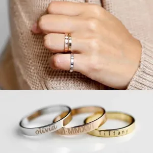 Engraved Ring Stacking Rings Personalized Ring Gold Ring for Women Mothers Day Gift Initial Rings Custom Personalized Step Mom Gift