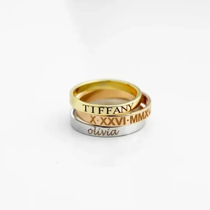 Engraved Ring Stacking Rings Personalized Ring Gold Ring for Women Mothers Day Gift Initial Rings Custom Personalized Step Mom Gift