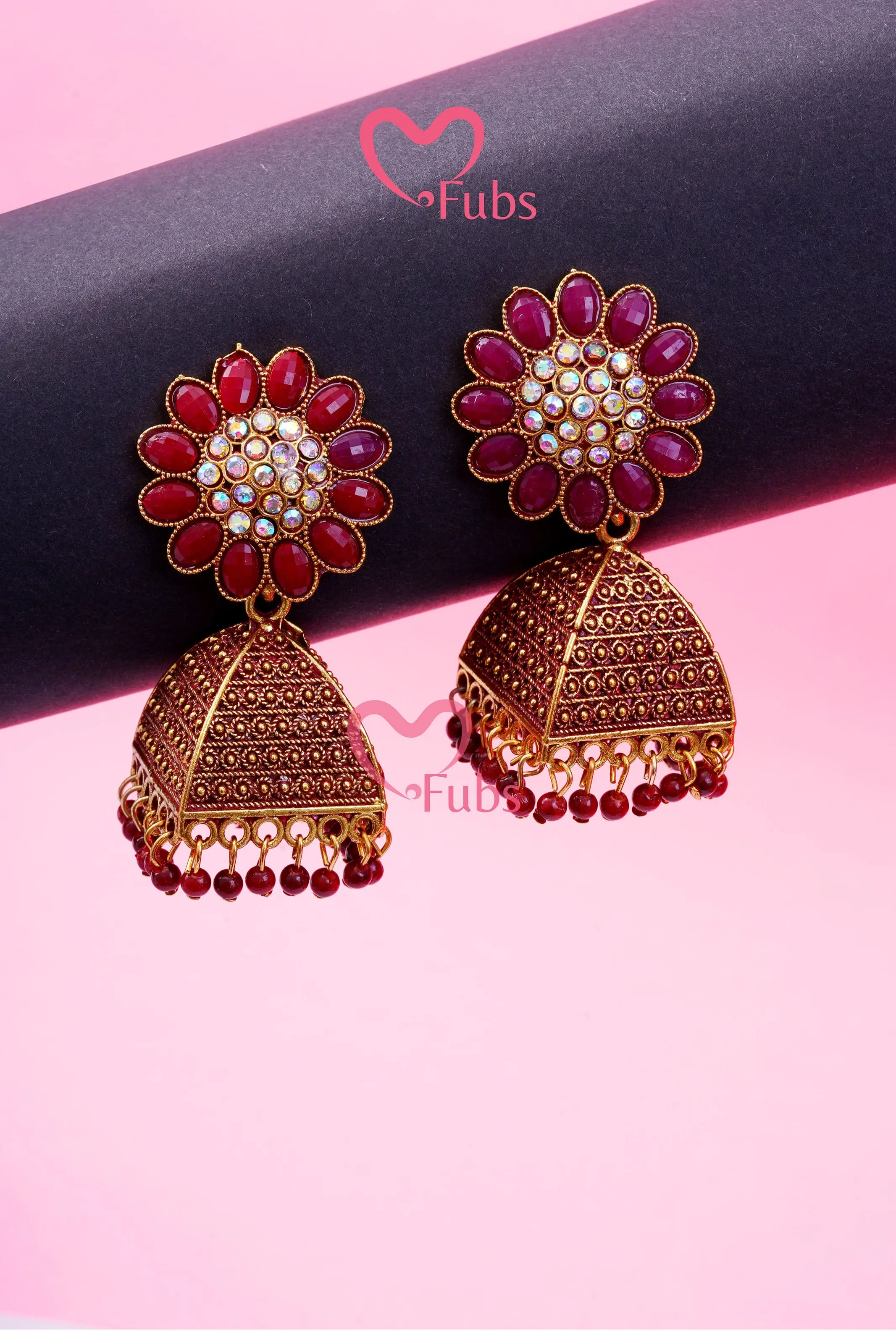 Ethereal Bead and Diamond Jhumka