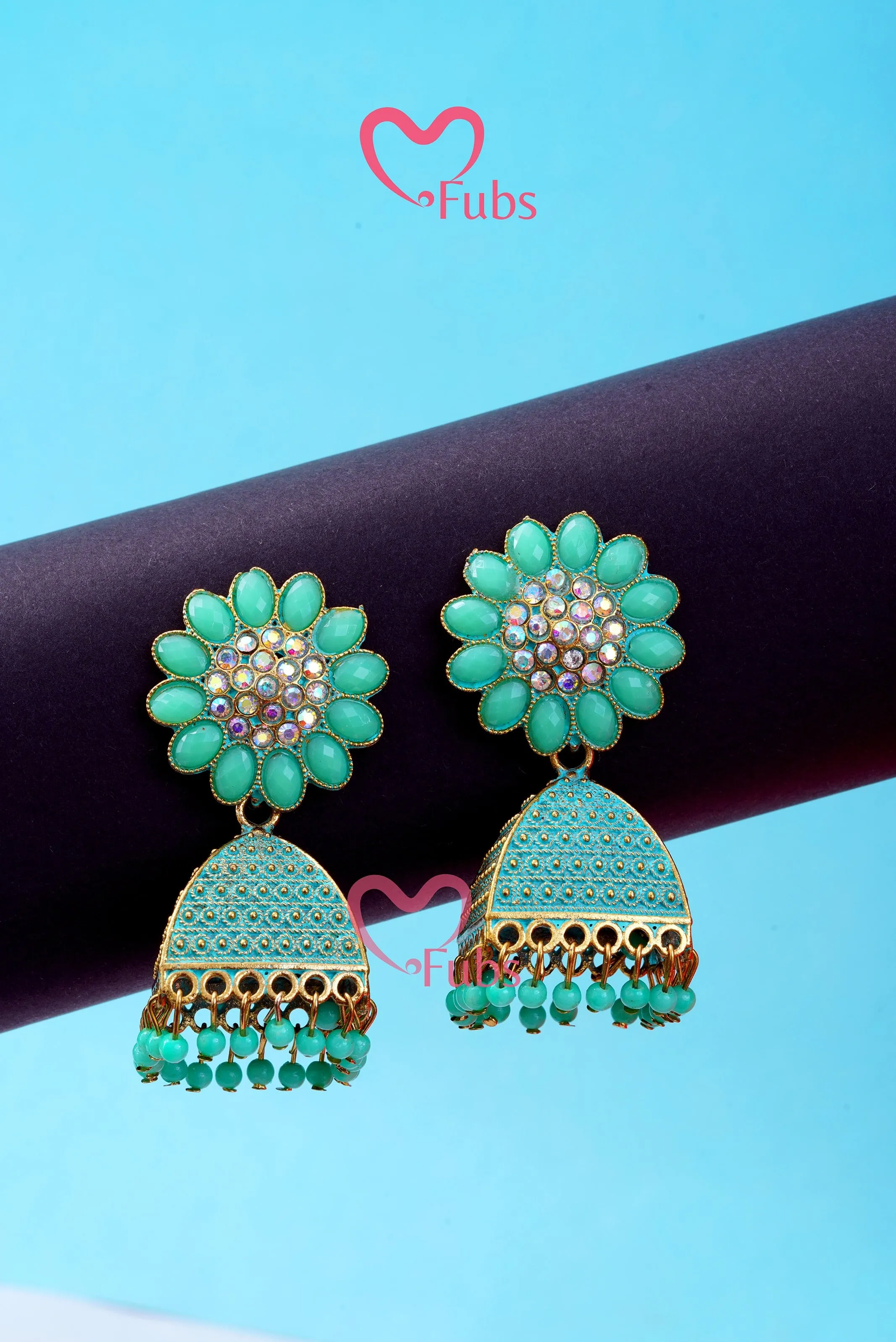 Ethereal Bead and Diamond Jhumka