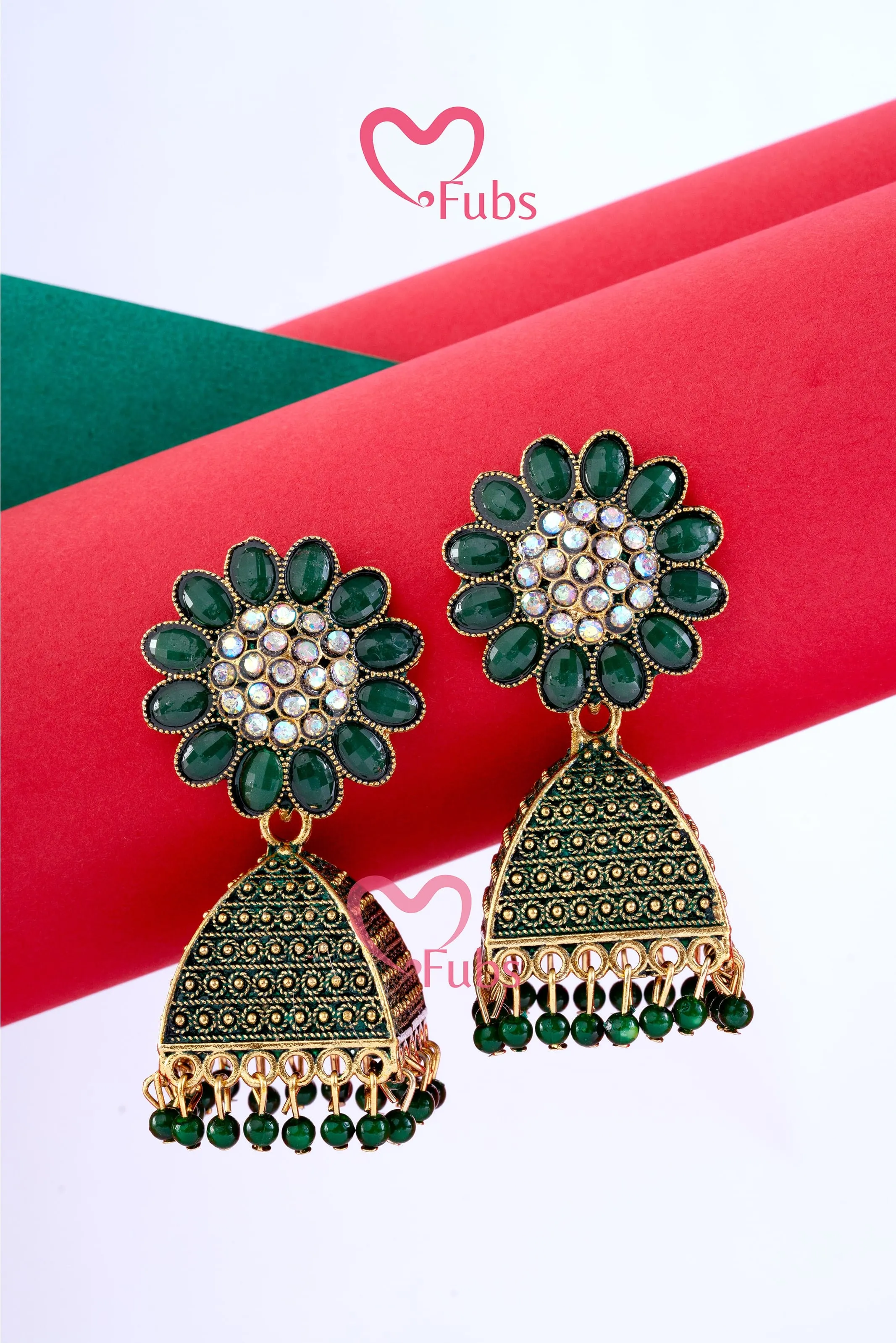 Ethereal Bead and Diamond Jhumka