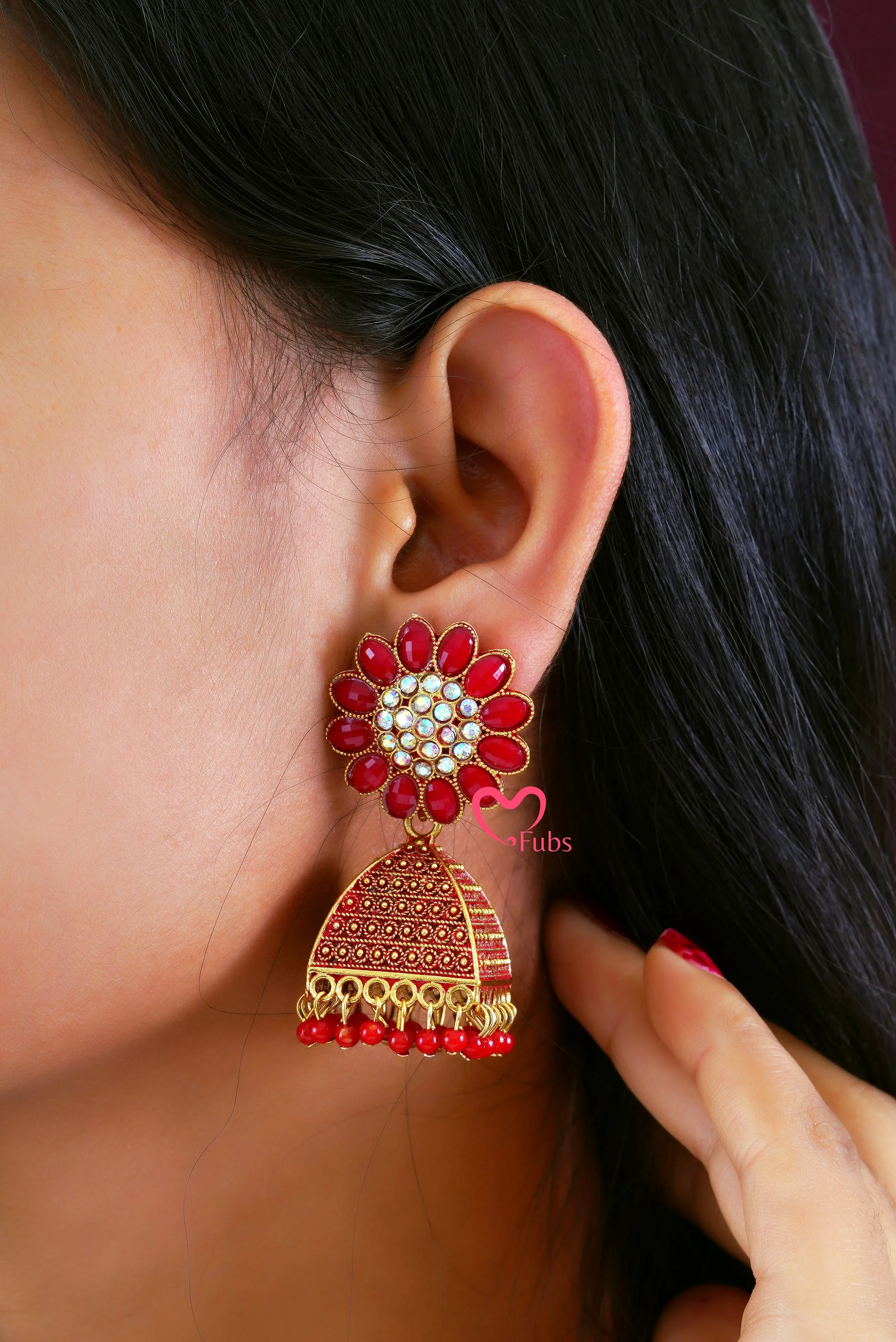 Ethereal Bead and Diamond Jhumka