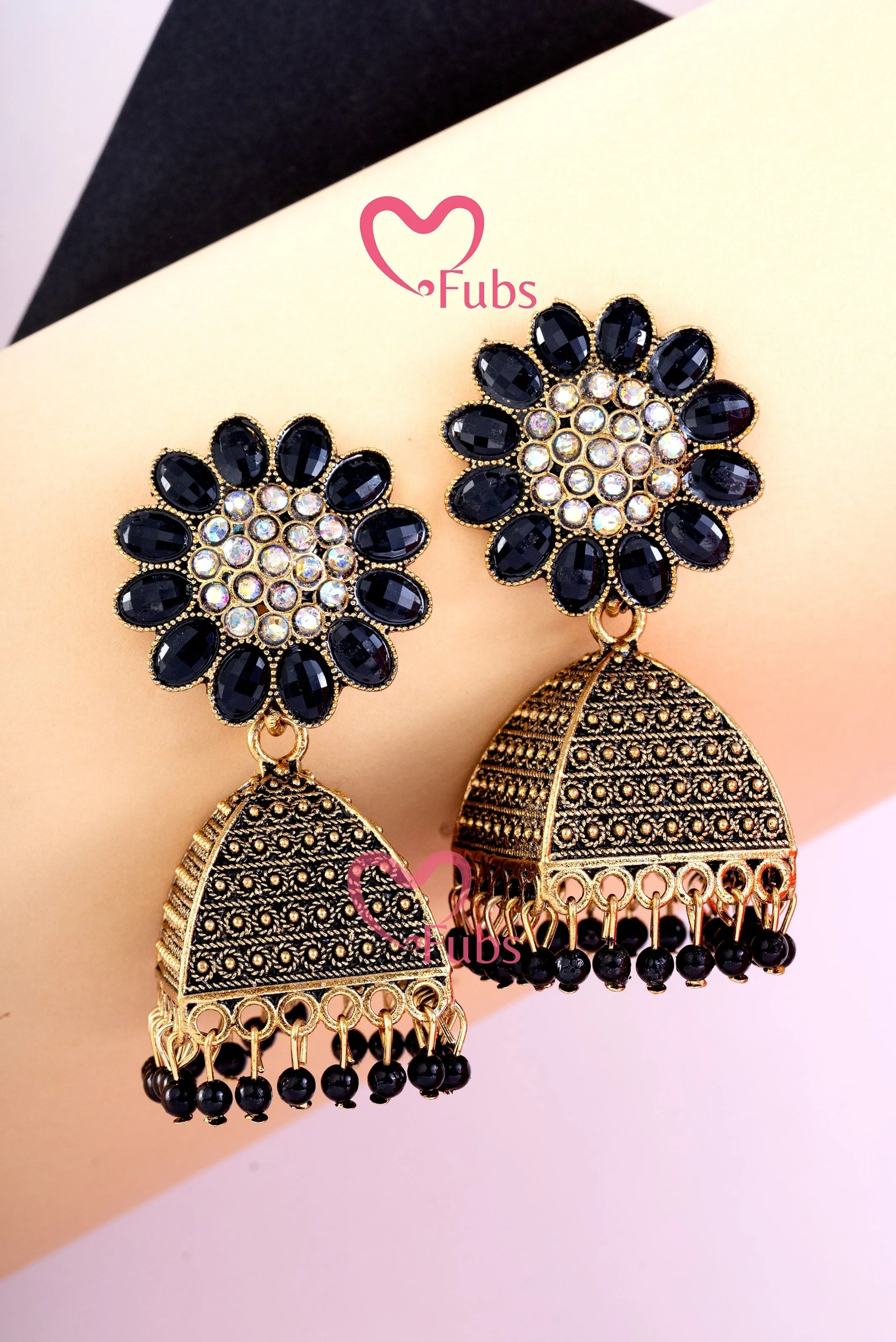 Ethereal Bead and Diamond Jhumka