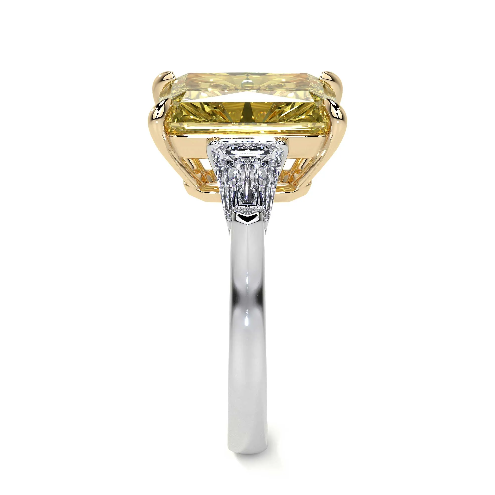 Fancy Vivid Yellow Emerald Cut Diamond Ring