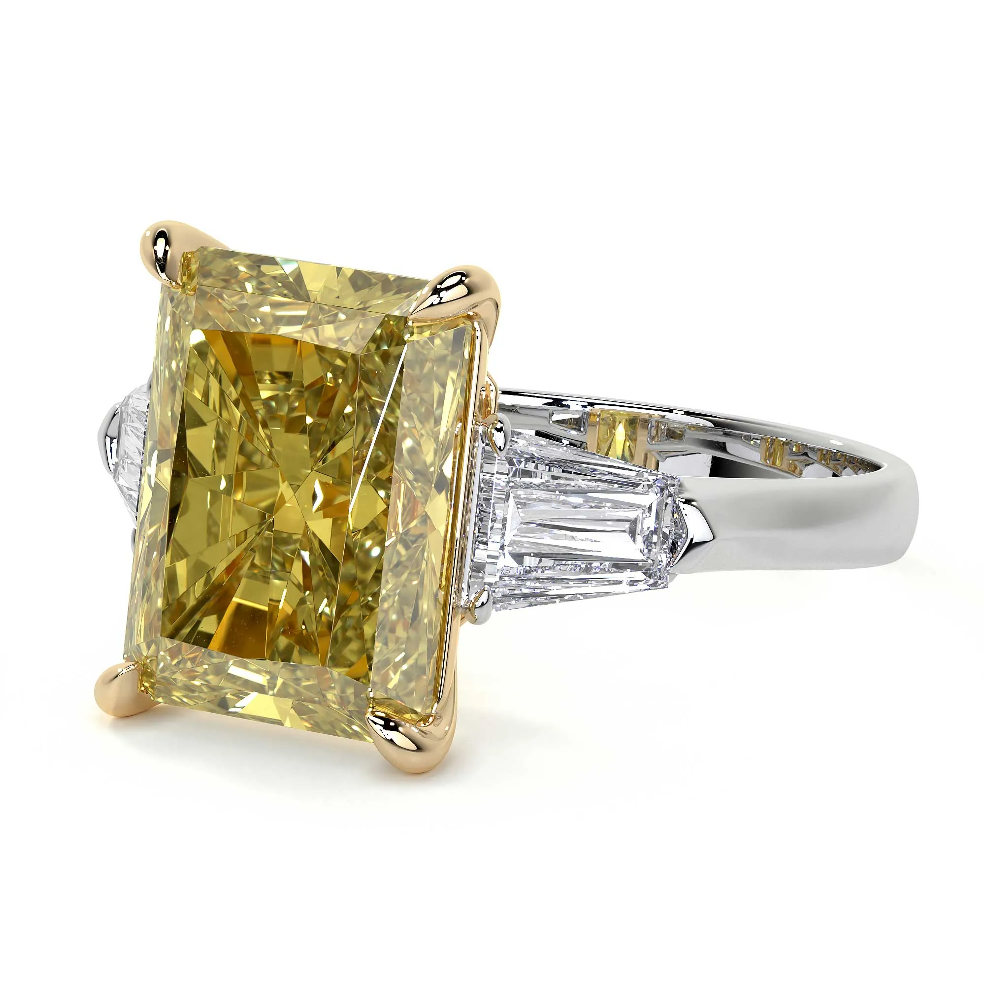 Fancy Vivid Yellow Emerald Cut Diamond Ring