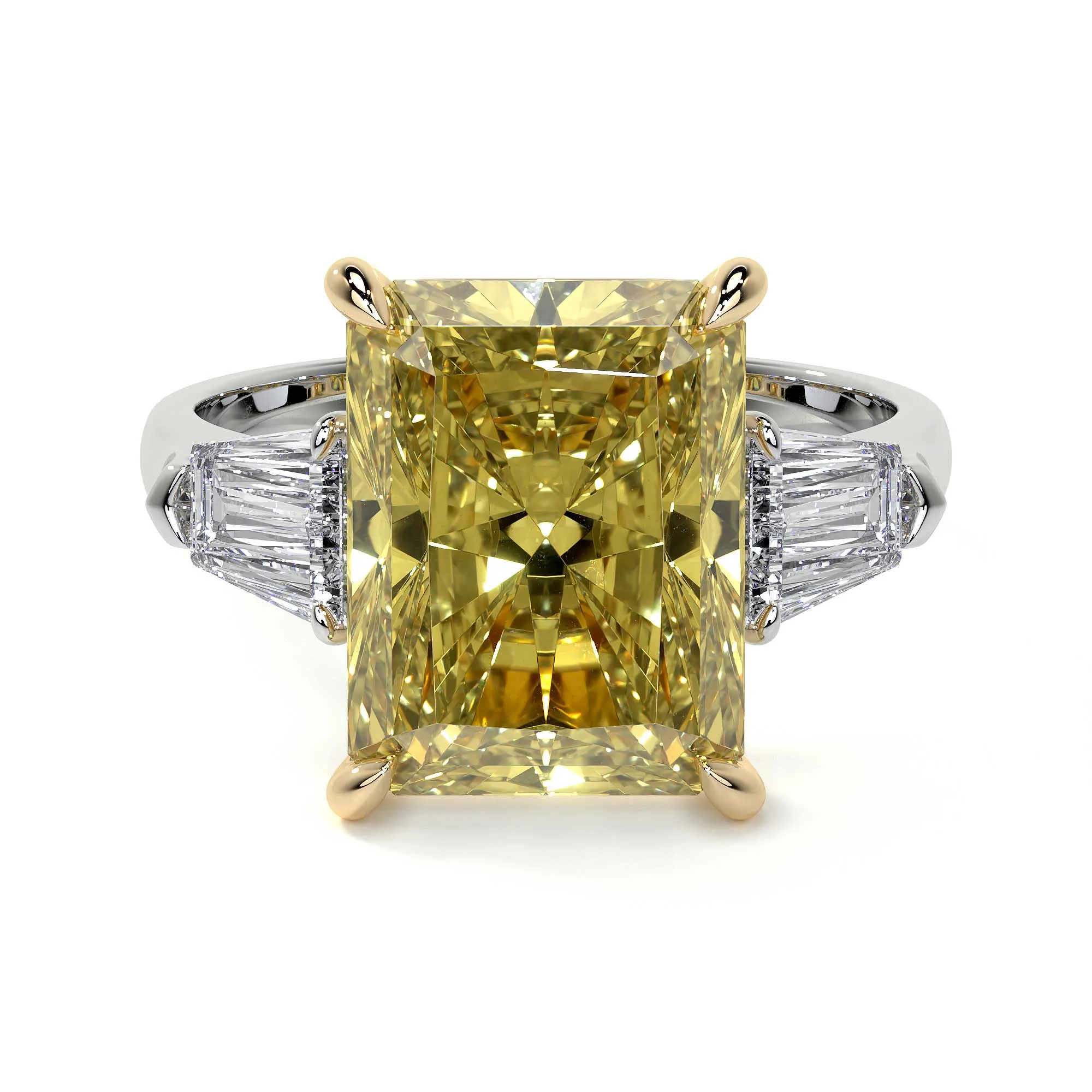 Fancy Vivid Yellow Emerald Cut Diamond Ring